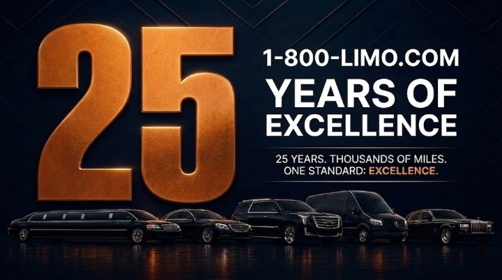 1-800-LIMO.COM 25th anniversary professional banner